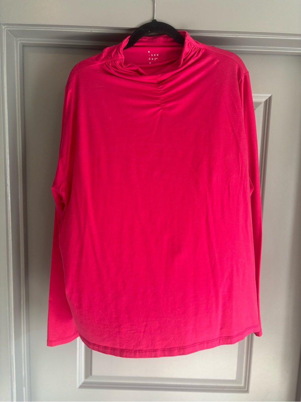 A New Day Bright Pink Long Sleeve Mock Neck Top